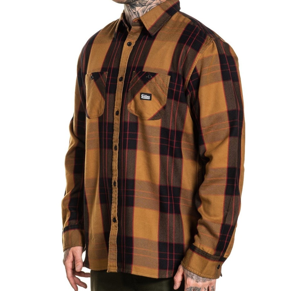Sullen Art Collective Mens XL Plaid‎ Long Sleeve Button Up Shirt cotton blend